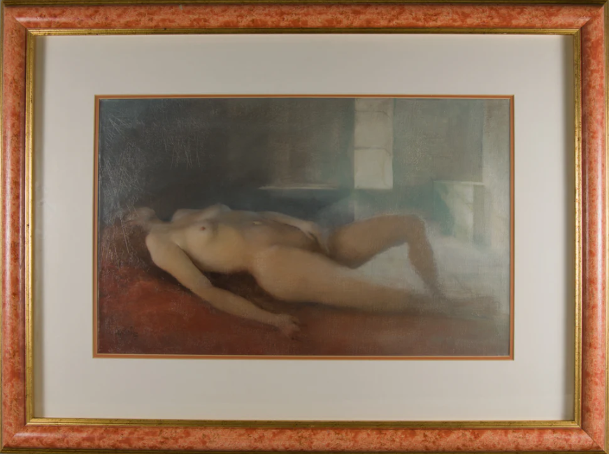 Glauco Capozzoli | Desnudo Femenino en Penumbra | Óleo Original (1984)